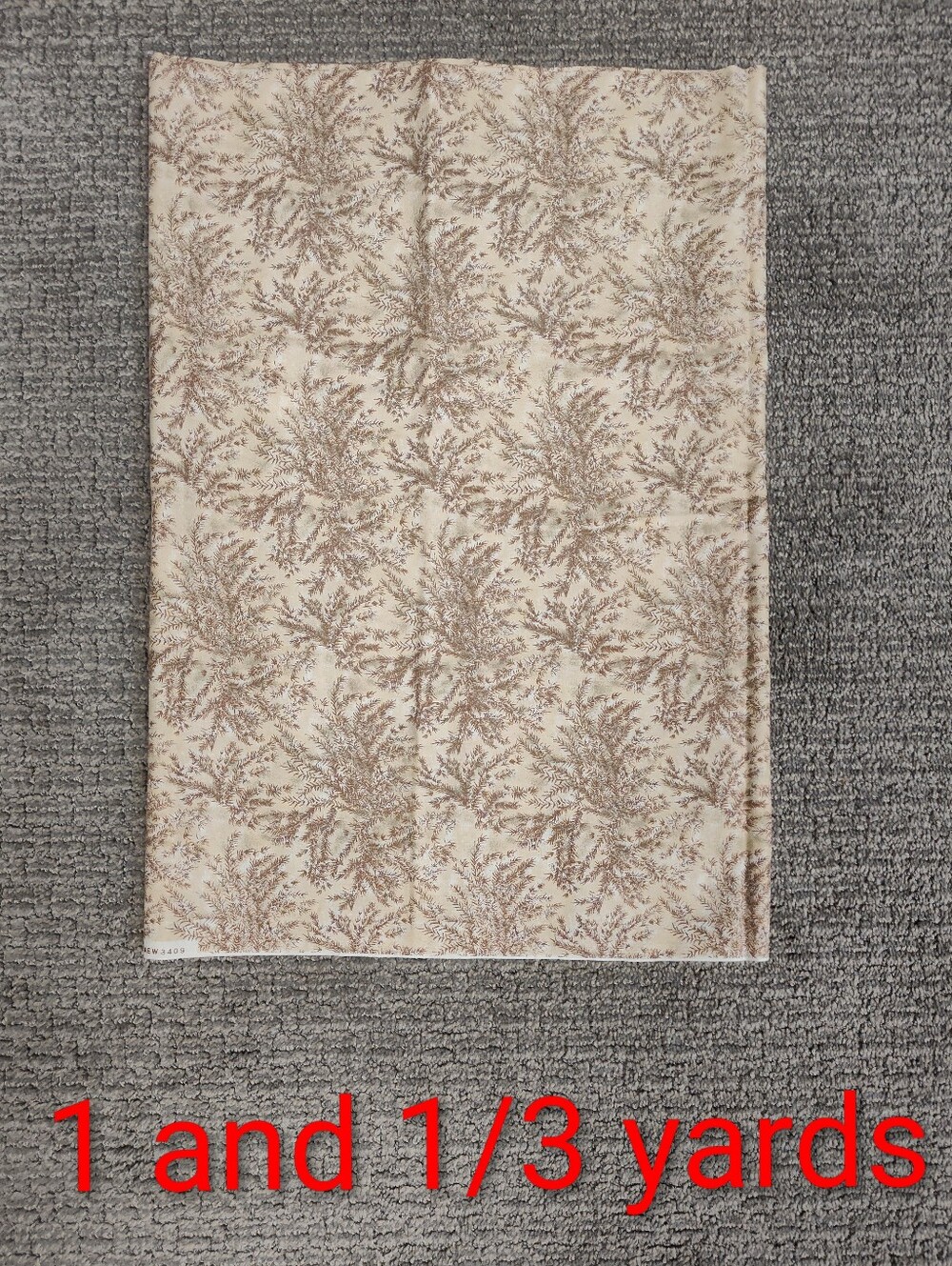 NEW! 1 and 1/3 Yard Quilt Fabric - Beige Branches Blender - 100% Cotton